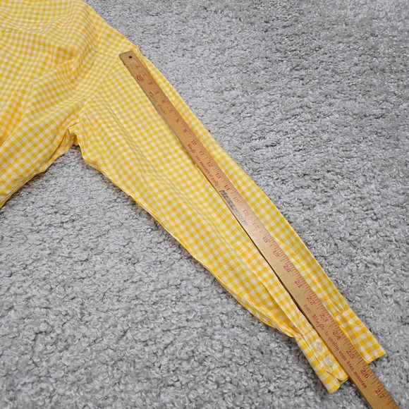 Turnbull & Asser Top Women 16 Yellow Gingham Plaid Button Up Long Sleeve England - Picture 8 of 9
